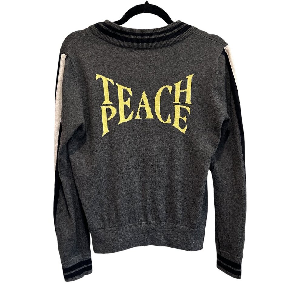 Lisa Todd Teach Peace Zip Up Sweater Jacket Size Small